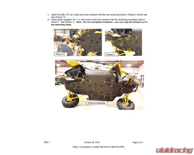 Trail Armor Full Skids with Integrated Center Yamaha YXZ 1000R 2016-2025 - TA012FULLSKID-YXZ centers