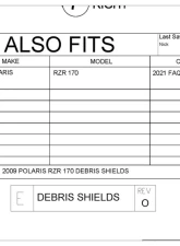 Trail Armor Half Door Style Debris w/ Mud Shields Polaris RZR 170 2019-2021                                     - TA001BLK-RZR170 - Image 3