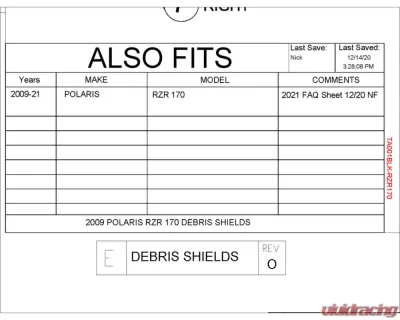 Trail Armor Half Door Style Debris w/ Mud Shields Polaris RZR 170 2019-2021 - TA001BLK-RZR170