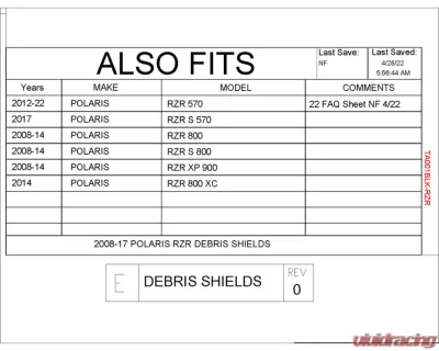 Trail Armor Door Debris Shields Polaris RZR 2008-2022 - TA001BLK-RZR