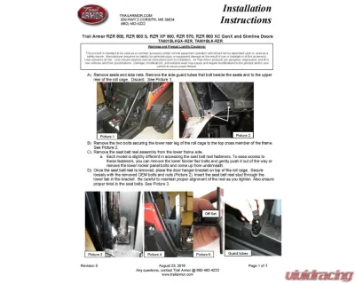 Trail Armor Door Debris Shields Polaris RZR 2008-2022 - TA001BLK-RZR