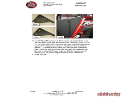 Trail Armor GENX Doors Polaris RZR 900 | 1000 2015-2020 - TA001BLKGXEZ-RZR90015