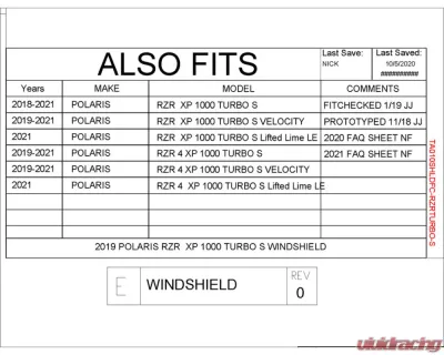Trail Armor CoolFlo Windshield Polaris RZR XP 1000 Turbo | 4 XP 1000 Turbo 2018-2021 - TA010SHLDFC-RZRTURBO-S