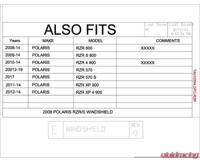 Trail Armor CoolFlo Windshield w/ Fast Clamps Polaris RZR 2008-2019 - TA010SHLDFC-RZR