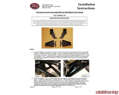 Trail Armor iMpact A-Arm CV Front & Rear Trailing Boot Guards Can-Am Commander 2010-2020 - TA011ARMIMP-CAC