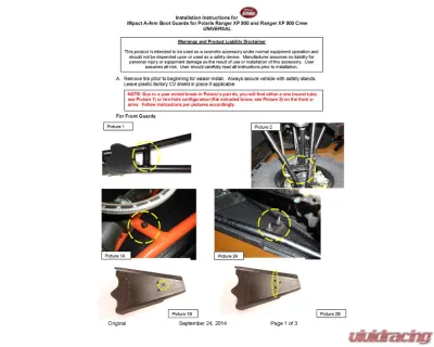 Trail Armor iMpact A-Arm CV Front & Rear Boot Guards Polaris Ranger 2013-2019 - TA011ARMIMP-PR900
