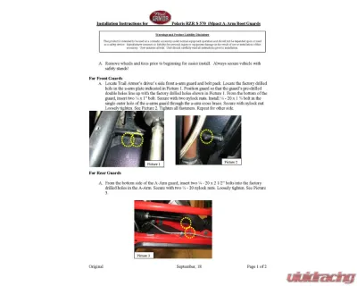 Trail Armor iMpact A-Arm CV Front & Rear Boot Guards Polaris RZR 570 S 2017 - TA011ARMIMP-RZR570S-17