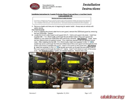 Trail Armor iMpact A-Arm CV Front & Rear Boot Guards Yamaha Wolverine 2016-2018 - TA011ARMIMP-YW