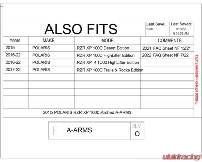Trail Armor iMpact Front A-Arm Guards Set of 2 Polaris RZR XP 1000 | XP 4 1000 2015-2022 - TA012ARMIMPFG-RZR1000HL