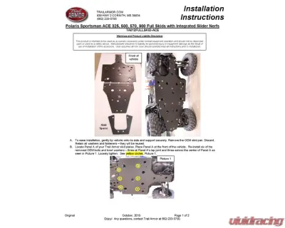 Trail Armor Full Skids Polaris Sportsman ACE 2014-2019 - TA012FULLSKID-ACE