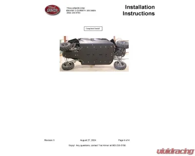 Trail Armor Full Skids w/ Center Arctic Cat Wildcat 4 2013-2018 - TA012FULLSKID-ACW4 centers