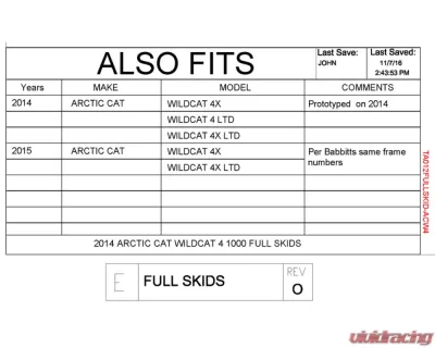 Trail Armor Full Skids w/ Center Arctic Cat Wildcat 4 2013-2018 - TA012FULLSKID-ACW4 centers