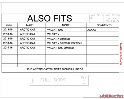 Trail Armor Full Skids w/ Center Arctic Cat Wildcat 1000 | X 2013-2018 - TA012FULLSKID-ACW centers