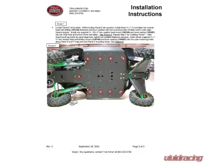 Trail Armor Full Skids w/ Center Arctic Cat Wildcat 1000 | X 2013-2018 - TA012FULLSKID-ACW centers