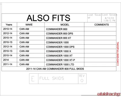 Trail Armor Full Skids w/ Center Can-Am Commander 800 | 1000 2010-2014 - TA012FULLSKID-CAC11 centers