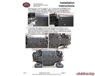 Trail Armor Full Skids w/ Center Can-Am Commander 800 | 1000 2010-2014 - TA012FULLSKID-CAC11 centers