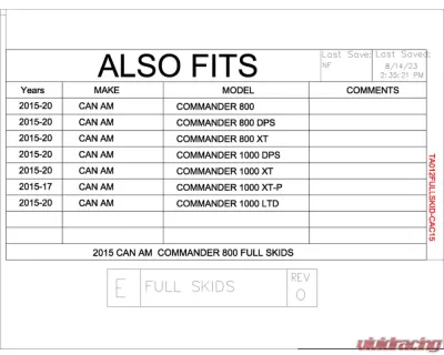 Trail Armor Full Skids w/ Center Can-Am Commander 800 | 1000 2015-2020 - TA012FULLSKID-CAC15 centers
