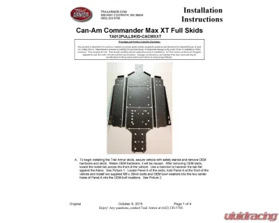 Trail Armor Full Skids w/ Center Can-Am Commander Max 800 | 1000 2014-2020 - TA012FULLSKID-CACMXXT centers