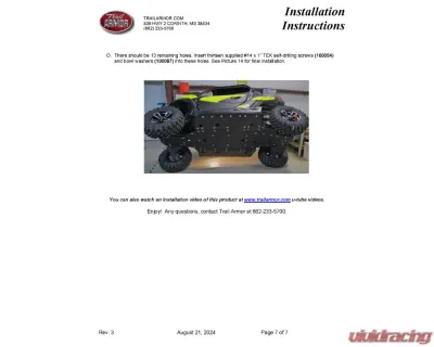 Trail Armor Full Skids w/ Center Can-Am Maverick Trail | Sport 2018-2019 - TA012FULLSKID-CAMTRL centers