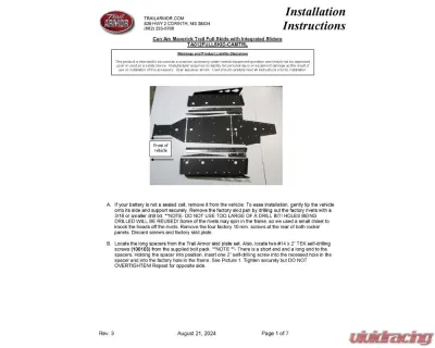 Trail Armor Full Skids w/ Center Can-Am Maverick Trail | Sport 2018-2019 - TA012FULLSKID-CAMTRL centers