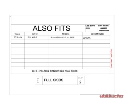 Trail Armor Full Skids w/ Center Polaris Ranger 800 2010-2014 - TA012FULLSKID-PR10 centers