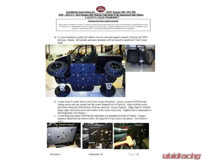 Trail Armor Full Skids w/ Integrated Sliders Polaris Ranger Midsize 2010-2022 - TA012FULLSKID-PR400500EV