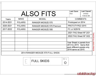 Trail Armor Full Skids Polaris Ranger Midsize 570 | 500 2014-2022 - TA012FULLSKID-PR570