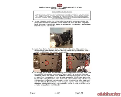 Trail Armor Full Skids Polaris Ranger Midsize 570 | 500 2014-2022 - TA012FULLSKID-PR570