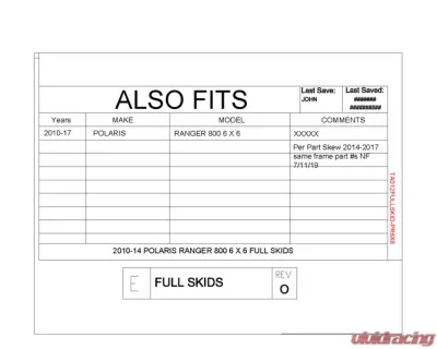Trail Armor Full Skids w/ Center Polaris Ranger 800 6x6 2010-2017 - TA012FULLSKID-PR6x6 centers