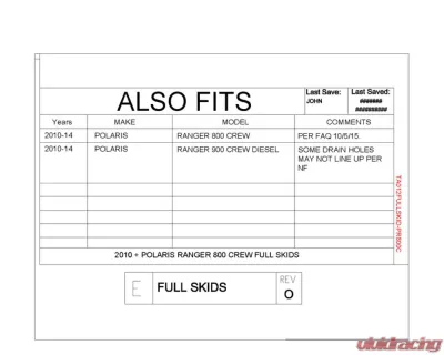 Trail Armor Full Skids w/ Center Polaris Ranger 800 | 900 Crew 2010-2014 - TA012FULLSKID-PR800C centers