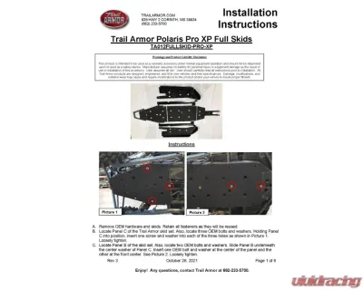 Trail Armor Full Skids w/ Slider Polaris Pro XP 2020-2025 - TA012FULLSKID-PROXP