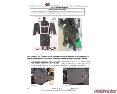 Trail Armor Full Skids w/ Center Polaris RZR XP 2014-2022 - TA012FULLSKID-RZR1000 centers