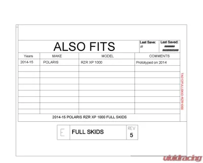 Trail Armor Full Skids w/ Center Polaris RZR XP 2014-2022 - TA012FULLSKID-RZR1000 centers
