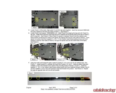 Trail Armor Full Skids w/ Center Polaris RZR 4 900 | 4 1000 2015-2020 - TA012FULLSKID-RZR490015 centers