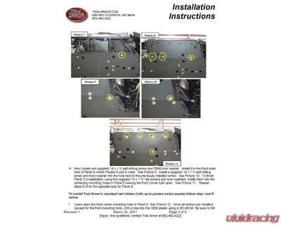 Trail Armor Full Skids w/ Center Polaris RZR 2015-2020 - TA012FULLSKID-RZR900S centers