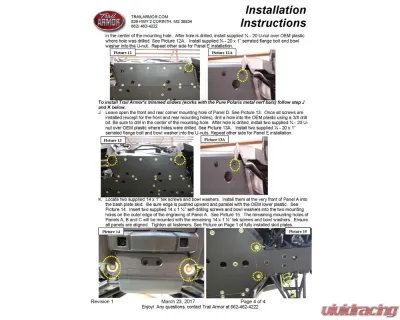 Trail Armor Full Skids w/ Center Polaris RZR 2015-2020 - TA012FULLSKID-RZR900S centers