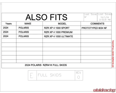 Trail Armor Full Skids w/ Center Polaris RZR XP 4 1000 2024 - TA012FULLSKIDEC-RZR41K-24 centers