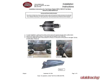 Trail Armor Full Skids w/ Center Polaris RZR XP 4 1000 2024 - TA012FULLSKIDEC-RZR41K-24 centers