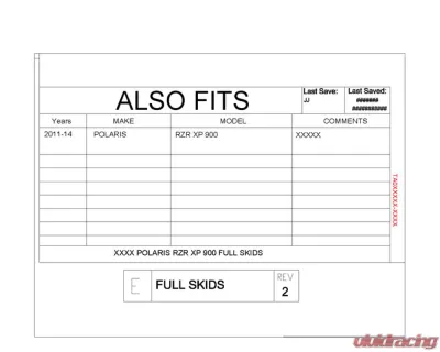 Trail Armor Full Skids w/ Center Polaris RZR XP 900 2011-2014 - TA012FULLSKIDEC-RZR900 centers