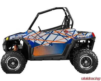 Trail Armor Blue Fire-Orange Genx 2 Door Graphics Kit Polaris RZR S 800 2013 - TA2GXBF80013