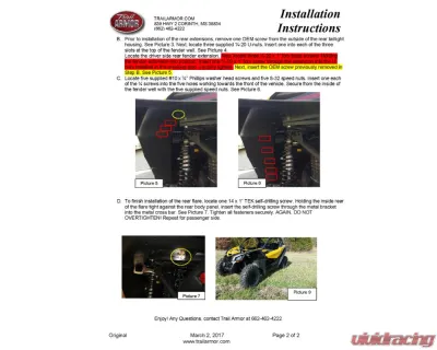 Trail Armor Mud Flap Fender Extensions - TAMFFE-CAMX3