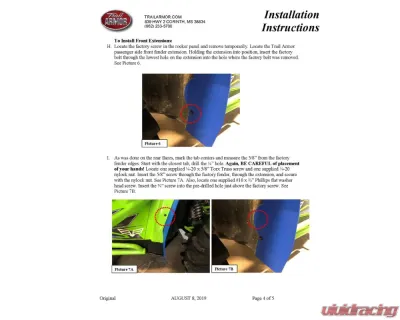 Trail Armor Mud Flap Fender Extensions Textron | Tracker 2018-2021 - TAMFFE-TEXTRON-XX