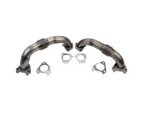 WCFab 2001-2016 Duramax 2 Inch Stainless Steel Up Pipe Kit for Twin Turbos w/ Gaskets