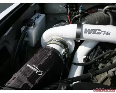 WCFab 2007.5-2010 LMM Duramax Twin Turbo Style Coolant Tank Kit Gloss Black Single Stage Powder Coating - WCF100643-GB