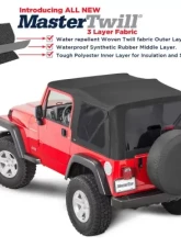 MasterTop  Jeep Replacement Top With Doorskins Tinted Glass For 1997-2006 Wrangler TJ Black MasterTwill                                     - 15211224 - Image 2