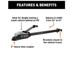RockJock 4x4 Curt Universal Tow Bar (Adjustable Width Arms 5,000 LBS.)