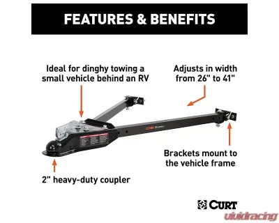 RockJock 4x4 Curt Universal Tow Bar (Adjustable Width Arms 5,000 LBS.) - RJ-19745