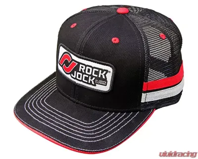 RockJock 4x4 Hat (Black w/ Stripes RJ Logo Patch Mesh Back Adjustable) - RJ-715000-3