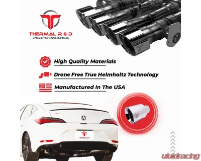 Thermal R&D Front Pipe Back Exhaust w/ Coated Exhaust Tips Black Acura Integra 2023 - B192-C192-C