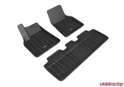 3D Maxpider Black Elitect 1st & 2nd Row Floormats for Tesla Model Y 2021-2022 - E1TL02701809